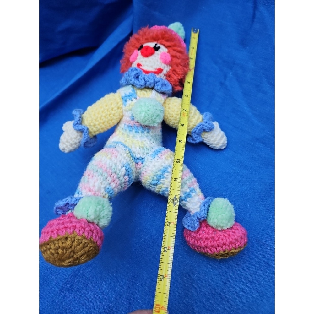 Vintage Handmade Crocheted Plush Clown Doll Folk Art 14" - Picture 6 of 6